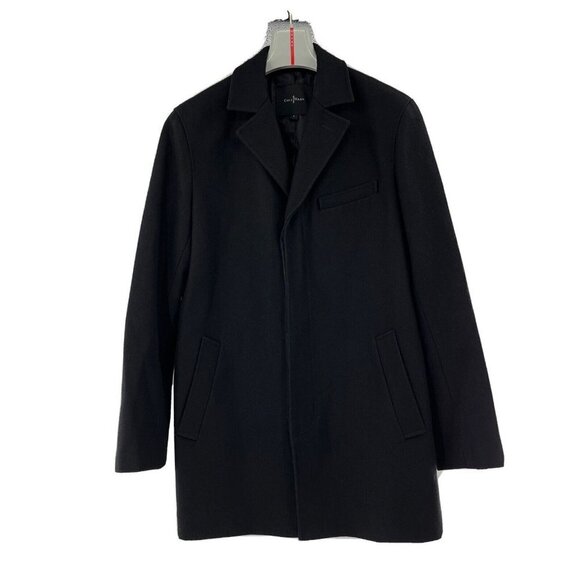 Cole Haan Men's Wool Blend Single Breasted Classic Coat Black Size Small